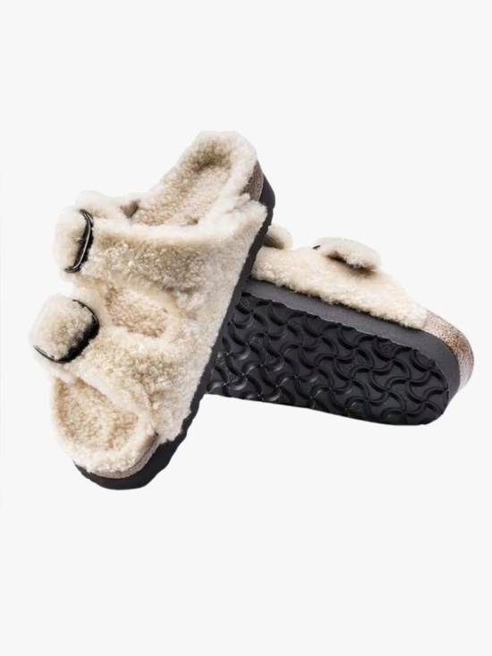 Birkenstock Shoes - Birkenstock Arizona Big Buckle Shearling Teddy Eggshell Sheepskin 38 7 7.5